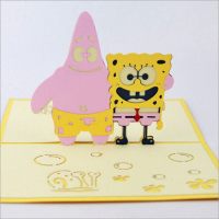 可爱立体贺卡海绵宝宝 儿童节送礼祝福生日情人节小卡片3D纸雕卡