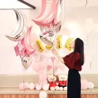 网红月亮铝膜气球婚庆气球束生日布置少女心氦气飘空气球套装