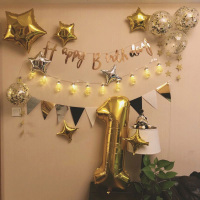 北欧ins网红星星亮片透明气球婚礼装饰儿童周岁生日气球布置用品