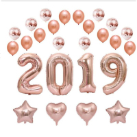 2019纸片乳胶气球套装 新年庆祝装饰 结婚婚房布置玫瑰金气球套餐