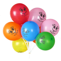 生日布置装饰加厚笑脸气球黑眼睛笑脸长条魔术球配件卡通加厚汽球