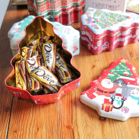 圣诞节糖果盒喜糖盒 平安夜小礼物圣诞树形铁盒 糖果包装礼品盒