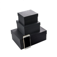 生日礼盒长方形亚麻大号圣诞节黑色包装盒礼品盒小装饰盒子