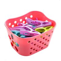 30个装强力防风夹内衣袜子晾衣夹塑料小夹子带收纳篮衣服晾晒夹