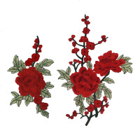 时尚刺绣布贴大号牡丹刺绣花贴布中国风旗袍衣服补丁贴装饰品贴花