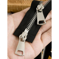 双头羽绒服拉链5号金属铜双开双向铁拉锁头衣服长款大衣辅料配件