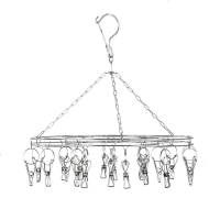 不绣钢夹子晒袜子衣架防风卡扣圆形圆盘晾衣架多夹子晾袜夹晾袜架