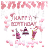 成人儿童生日气球套餐卡通字母铝膜气球浪漫情侣派对装饰布置用品