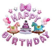 宝宝满月百天生日布置装饰用品儿童周岁公主气球套餐派对铝膜气球