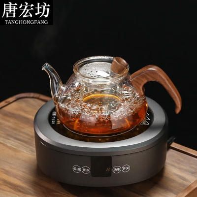 唐宏坊 耐高温加厚玻璃泡茶养生壶煮茶器智能迷你侧把蒸茶壶电陶炉套装