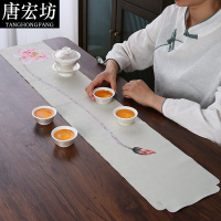 唐宏坊 茶席垫桌旗中式禅意茶桌布垫长条防水茶旗茶台艺手工手绘布配件