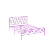 北欧ins网红风斯黛拉金色双人铁床极简设计师1.8米床铁艺床成人 1500mm*1900mm_粉红色(排骨