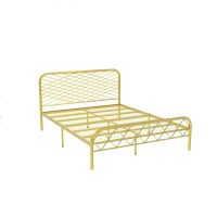 北欧ins网红风斯黛拉金色双人铁床极简设计师1.8米床铁艺床成人 1500mm*1900mm_金色(网片板
