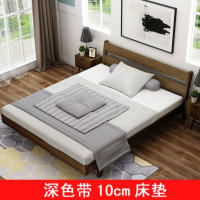 北欧实木床1.8米双人床现代简约主卧经济型床带软靠软包1.5m 1200mm*2000mm_胡桃色裸床+