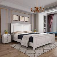 现代简约实木床白色1.8米双人床主卧1.5m单人床1.2美式高箱储物床 1350mm*2000mm_环保白漆_框