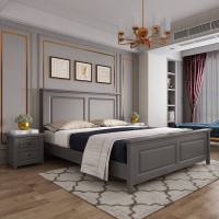 现代简约实木床白色1.8米双人床主卧1.5m单人床1.2美式高箱储物床 1800mm*1900mm_环保灰色_箱