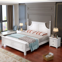 美式实木床主卧1.8米双人床现代简约白色1.5米床单人床高箱储物床 1000mm*1900mm_白色_框架结