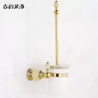 大理石铜马桶刷架套装 卫生间仿古金色欧式玉石马桶刷架厕刷架