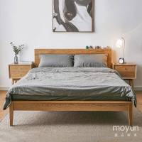 北欧实木床靠背现代简约1.8米双人床1.5米主卧经济型白橡木单人床 1800mm*2000mm 胡桃色 框架