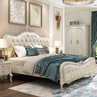 欧式床实木床双人床主卧简约皮床公主床轻奢大床1.8米婚床