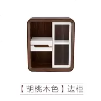 新品 简约现代可伸缩茶几电视柜组合北欧小户型客厅多功能背景墙装饰柜 边柜(胡桃色)整装