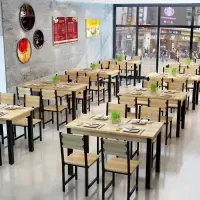 餐桌椅组合现代简约4人6人小吃店食堂快餐厅面馆饭店餐馆早餐桌椅