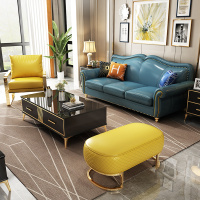 简约风格后现代港式轻奢美式真皮沙发大小户型三人位客厅组合家具