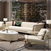 轻奢沙发客厅皮艺组合小户型整装简约美式现代头层牛皮家具