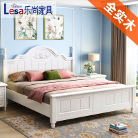 美式实木床1.5米现代简约1.8m双人床白色单人1.2公主床1.35米家用