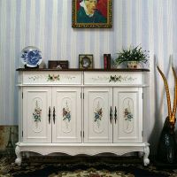 美式复古大鞋柜彩绘进玄关柜厅隔断柜欧式实木鞋柜家用大容量