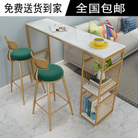 北欧轻奢大理石吧台桌家用客厅隔断柜简约现代小户型高脚桌椅组合