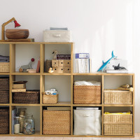 白橡简约日式自由组合落地无印风钢木收纳实木格子置物书架柜MUJI