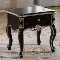 欧式床头柜 美式古典家具 法式实木简约床头柜 实木环保 黑色描银