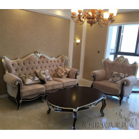 新款欧式沙发组合样板房沙发别墅客厅时尚实木家具皮布艺沙发定制
