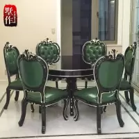 欧式餐桌圆桌新古典高档饭桌实木花圆形餐桌法式别墅餐桌椅组合