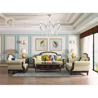 欧式皮艺沙发组合美式实木小户型客厅整装家具新款法式轻奢新古典