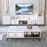 轻奢电视柜茶几组合简约现代可伸缩客厅家具北欧小户型钢化玻璃柜