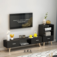 北欧电视柜现代简约 客厅组合茶几电视柜简易家用小户型 电视机柜 三抽全黑色 组装