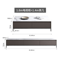 北欧电视柜ins风轻奢现代简约电视机柜新款大理石茶几电视柜组合 1.4茶几+1.8电视柜[大理石面] 组装