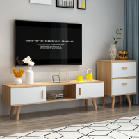 北欧电视柜实木脚组合现代简约茶几小户型迷你多功能套装储物地柜