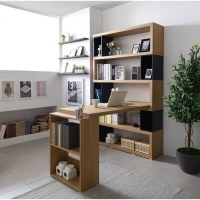 学生书桌书架一体组合家用小户型卧室简约书桌带书柜多功能写字桌