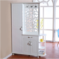 欧式白色厅柜 客厅双面镂空玄关隔断储物柜 衣帽架鞋柜屏风酒柜