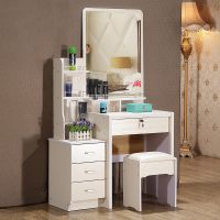 小户型迷你卧室梳妆台经济型简易现代化妆桌带抽屉镜子80CM梳妆桌