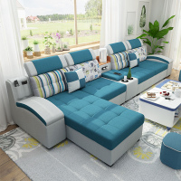 免洗布艺沙发简约现代乳胶客厅大小户型整装组合可拆洗三人位转角