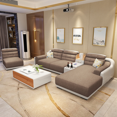 布艺沙发简约现代大户型贵妃组合科技布沙发客厅整装功能沙发组合