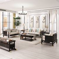 新中式沙发现代中式古典禅意别墅实木布艺沙发组合中国风家具定制