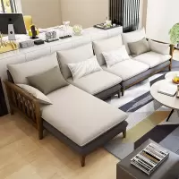 实木沙发组合 简约现代北欧风布艺沙发可拆洗经济型客厅家具整装