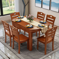实木餐桌小圆桌吃饭桌子小户型现代简约餐厅可伸缩全实木餐桌椅