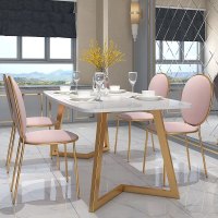 北欧ins简约小户型家用长方形大理石餐桌欧式现代西餐厅桌椅组合