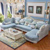 欧式布艺沙发 客厅可拆洗U型双贵妃宫廷沙发组合全屋定制家具